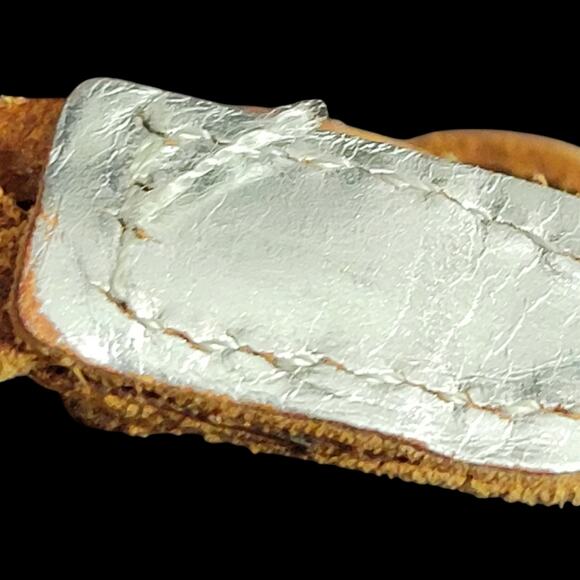 Banana Republic Silver Braided Skinny Belt Leather Metallic Embellished One Size - Picture 5 of 13